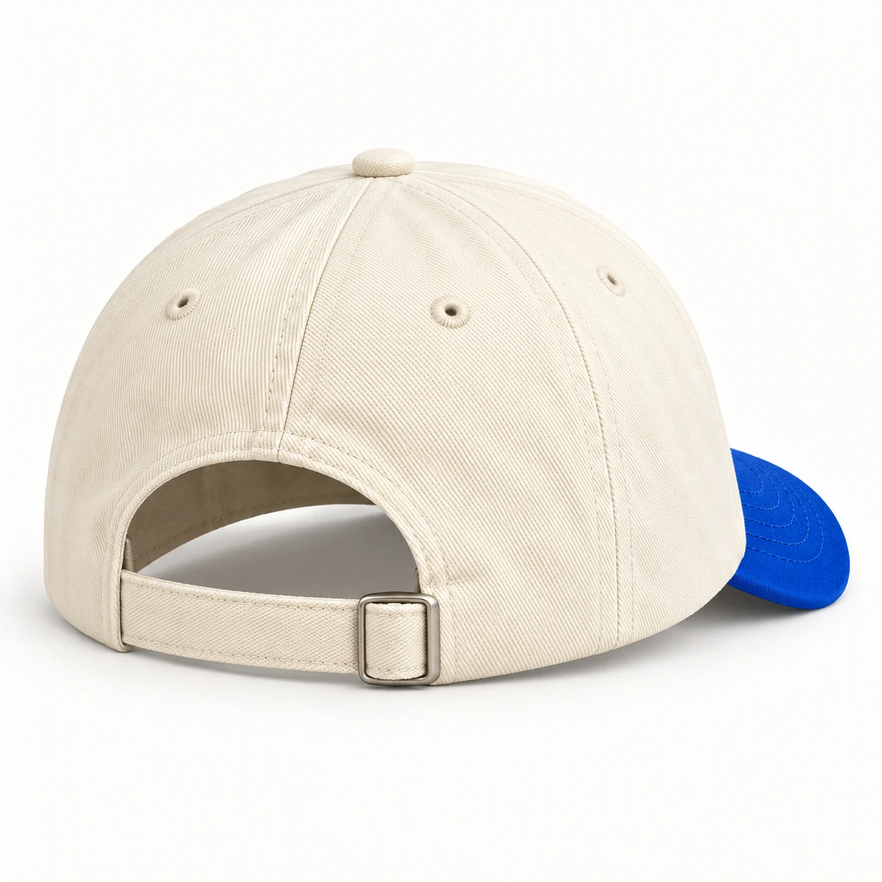 Everyday Cap — Back — Cream / Cobalt embroidery — digital mockup