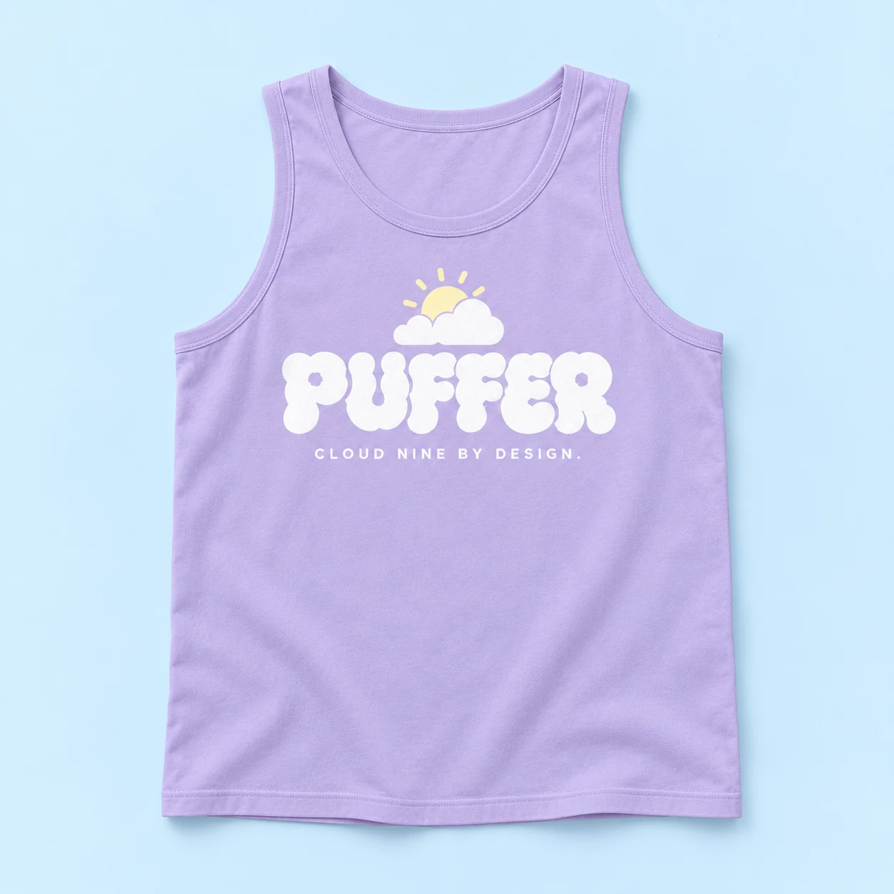 Daydream Tank — Front — Lavender / White / Butter yellow — digital product mockup